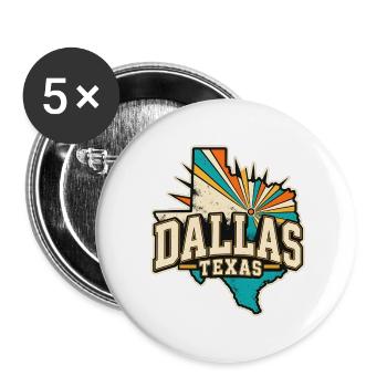 Texas Dallas Retro  - Buttons groß 56 mm (5er Pack) - Weiß - Vorne