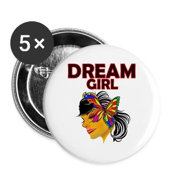 Dream Girl Schmetterlingskunst - Buttons groß 56 mm (5er Pack) - Weiß - Vorne