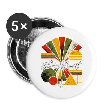 Satz des Pythagoras – Mathematische Wissenschaftsgleichung - Buttons groß 56 mm (5er Pack) - Weiß - Vorne