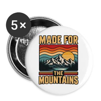 Retro Sunset Mountains Naturliebhaber-Outdoor-Wanderung - Buttons groß 56 mm (5er Pack) - Weiß - Vorne
