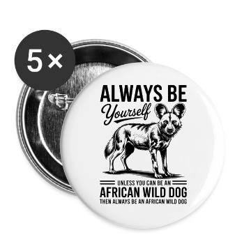 African Wild Dog Afrikanischer Wildhund Geschenk - Buttons groß 56 mm (5er Pack) - Weiß - Vorne