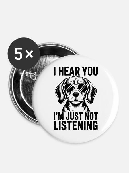 Beagle Spruch Hunde Lustiges Beagle Geschenk - Buttons groß 56 mm (5er Pack) - Weiß