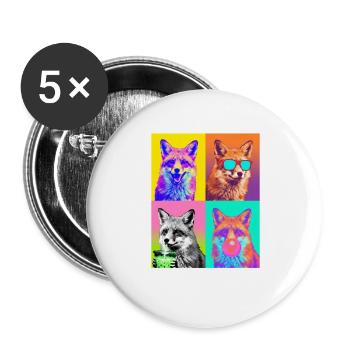 Füchse Fuchs - Buttons groß 56 mm (5er Pack) - Weiß - Vorne