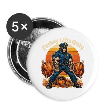Thanksgiving Gorilla Turkey Lifts Only - Buttons groß 56 mm (5er Pack) - Weiß - Vorne