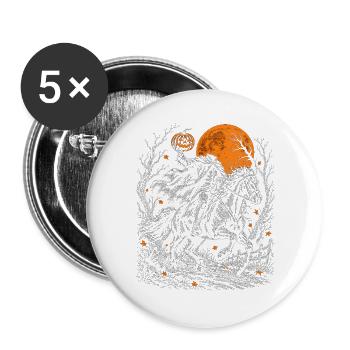 Der kopflose Reiter mit dem Kürbiskopf - Buttons groß 56 mm (5er Pack) - Weiß - Vorne