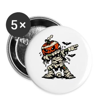 Halloween 2026 Kostüm Kinder Halloweenparty - Buttons groß 56 mm (5er Pack) - Weiß - Vorne