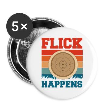 Flick Happens – Lustiges Crokinole Brettspiel - Buttons groß 56 mm (5er Pack) - Weiß - Vorne
