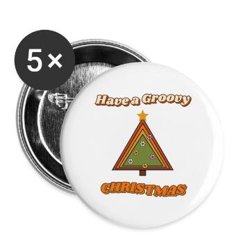 Hab einen coolen Retro-Weihnachtsbaum - Buttons groß 56 mm (5er Pack) - Weiß - Vorne