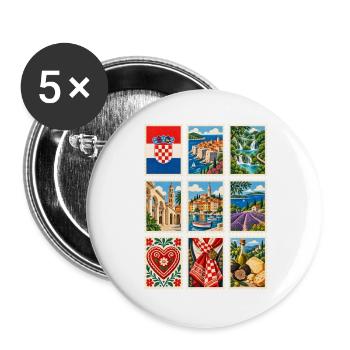 Kroatien Briefmarken - Buttons groß 56 mm (5er Pack) - Weiß - Vorne
