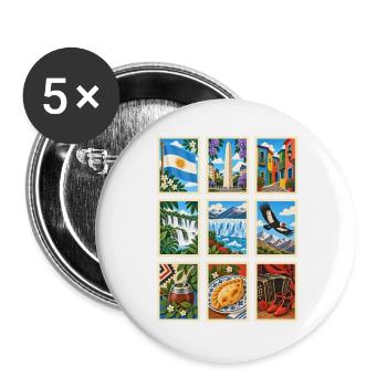 Argentinien Briefmarken - Buttons groß 56 mm (5er Pack) - Weiß - Vorne