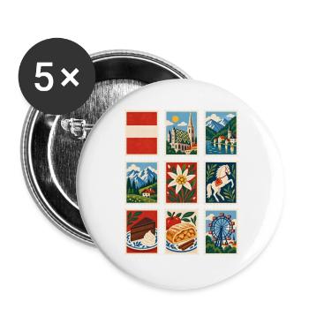 Österreich Briefmarken - Buttons groß 56 mm (5er Pack) - Weiß - Vorne