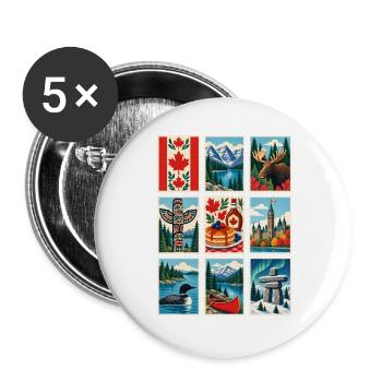 Kanada Briefmarken - Buttons groß 56 mm (5er Pack) - Weiß - Vorne