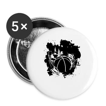 Basketball - Buttons groß 56 mm (5er Pack) - Weiß - Vorne