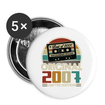 Original 2007 Jahrgang Vintage Geburtstag Retro - Buttons groß 56 mm (5er Pack) - Weiß - Vorne