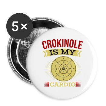 Crokinole Is My Cardio – Crokinole Spieler - Buttons groß 56 mm (5er Pack) - Weiß - Vorne
