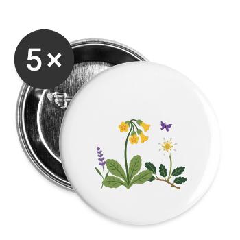 Blumen botanisch Pflanzenwelt Geschenkidee Design - Buttons groß 56 mm (5er Pack) - Weiß - Vorne