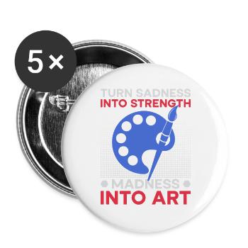 Funny Art Painter Madness Into Art Drawing - Buttons groß 56 mm (5er Pack) - Weiß - Vorne
