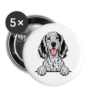 Englischer Setter - Buttons groß 56 mm (5er Pack) - Weiß - Vorne