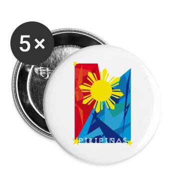 Philippinen Sonnenflagge Filipino Pride - Buttons groß 56 mm (5er Pack) - Weiß - Vorne