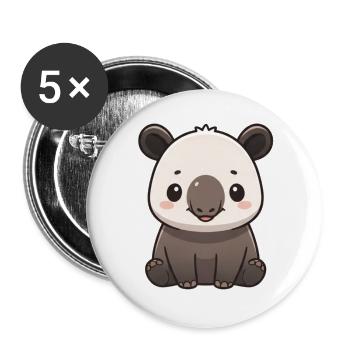 Tapir - Buttons groß 56 mm (5er Pack) - Weiß - Vorne