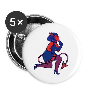 Crimson Devil Pinup - Buttons groß 56 mm (5er Pack) - Weiß - Vorne