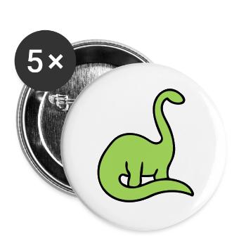 Lime Dino Silhouette auf Schwarz - Buttons groß 56 mm (5er Pack) - Weiß - Vorne