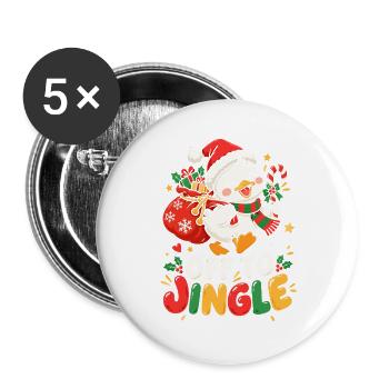 Weihnachts-Pinguin auf Tour - Buttons groß 56 mm (5er Pack) - Weiß - Vorne