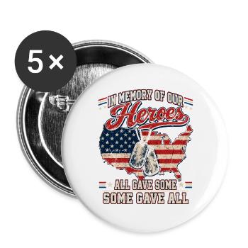 Helden-Gedenken USA Flagge Hundemarken - Buttons groß 56 mm (5er Pack) - Weiß - Vorne