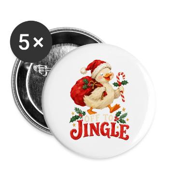 Jingle Duck Weihnachtsfreude - Buttons groß 56 mm (5er Pack) - Weiß - Vorne