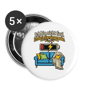 Ich bin nicht faul Energiesparmodus - Buttons groß 56 mm (5er Pack) - Weiß - Vorne