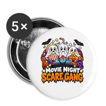 Movie Night Schrecken-Truppe - Buttons groß 56 mm (5er Pack) - Weiß - Vorne