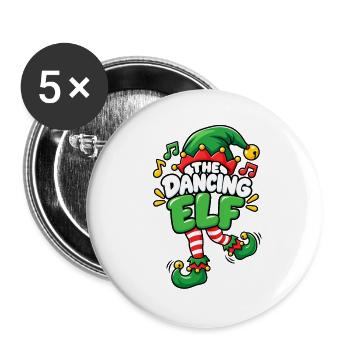 Tanzender Elf mit Musikmütze - Buttons groß 56 mm (5er Pack) - Weiß - Vorne