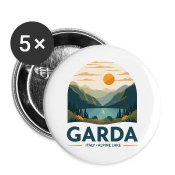 Garda Italy Alpine Lake - Buttons groß 56 mm (5er Pack) - Weiß - Vorne