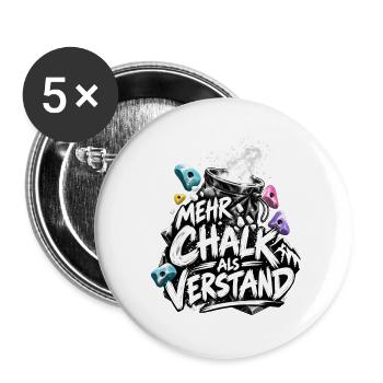 Mehr Chalk als Verstand Bouldern Spruch - Buttons groß 56 mm (5er Pack) - Weiß - Vorne