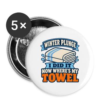 Winter Sprung Kaltwasser-challenge Schwimmfinisher - Buttons groß 56 mm (5er Pack) - Weiß - Vorne