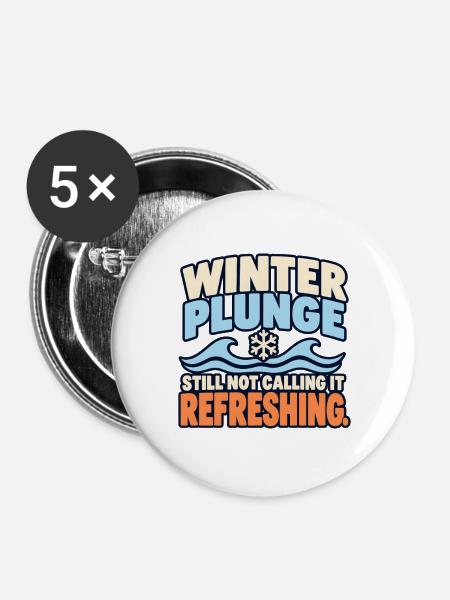 Winter Sprung Kaltwasser-challenge Schwimmfinisher - Buttons groß 56 mm (5er Pack) - Weiß