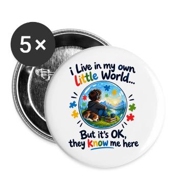 Eigene Kleine Welt - Buttons groß 56 mm (5er Pack) - Weiß - Vorne