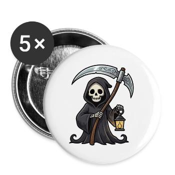 Reaper mit Laterne - Buttons groß 56 mm (5er Pack) - Weiß - Vorne