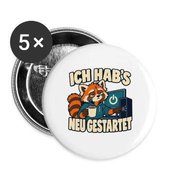 Ich hab’s neu gestartet – IT-Support Admin Spruch - Buttons groß 56 mm (5er Pack) - Weiß - Vorne
