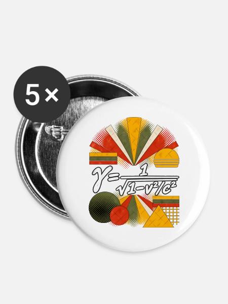 Lorentz-Faktor – Physikalische Gleichung - Buttons groß 56 mm (5er Pack) - Weiß