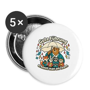 Chef Chefin Geschenk Gute Führung Team - Buttons groß 56 mm (5er Pack) - Weiß - Vorne