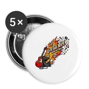 Rockfan Gitarrenriff Metal Fan Riff zuerst - Buttons groß 56 mm (5er Pack) - Weiß - Vorne