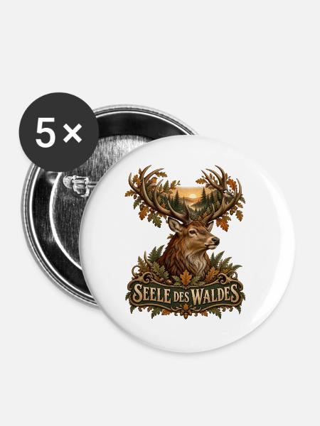 Seele des Waldes - Buttons groß 56 mm (5er Pack) - Weiß