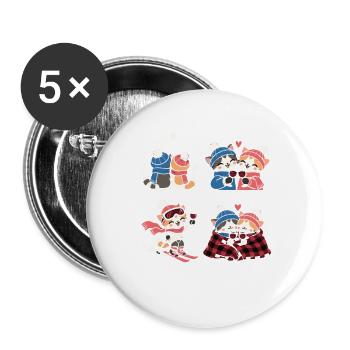 Skiurlaub Weintrinker Snowboard Wintersport - Buttons groß 56 mm (5er Pack) - Weiß - Vorne