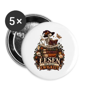 Lesen bis in alle Ewigkeit - Buttons groß 56 mm (5er Pack) - Weiß - Vorne