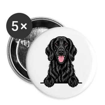Flat Coated Retriever - Buttons groß 56 mm (5er Pack) - Weiß - Vorne