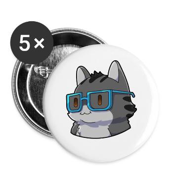  Mathe Katze Nerd - Buttons groß 56 mm (5er Pack) - Weiß - Vorne
