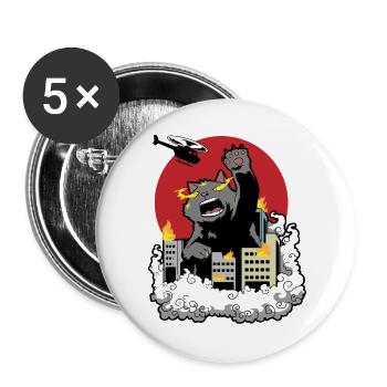  Catzilla Monsterkatze - Buttons groß 56 mm (5er Pack) - Weiß - Vorne