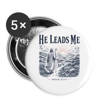 Psalm 23 Hirten-christliches Design - Buttons groß 56 mm (5er Pack) - Weiß - Vorne
