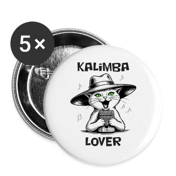 Katzenspiel Kalimba – Kalimba-Liebhaber - Buttons groß 56 mm (5er Pack) - Weiß - Vorne